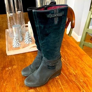 UGG leather and suede tall wedge boots
